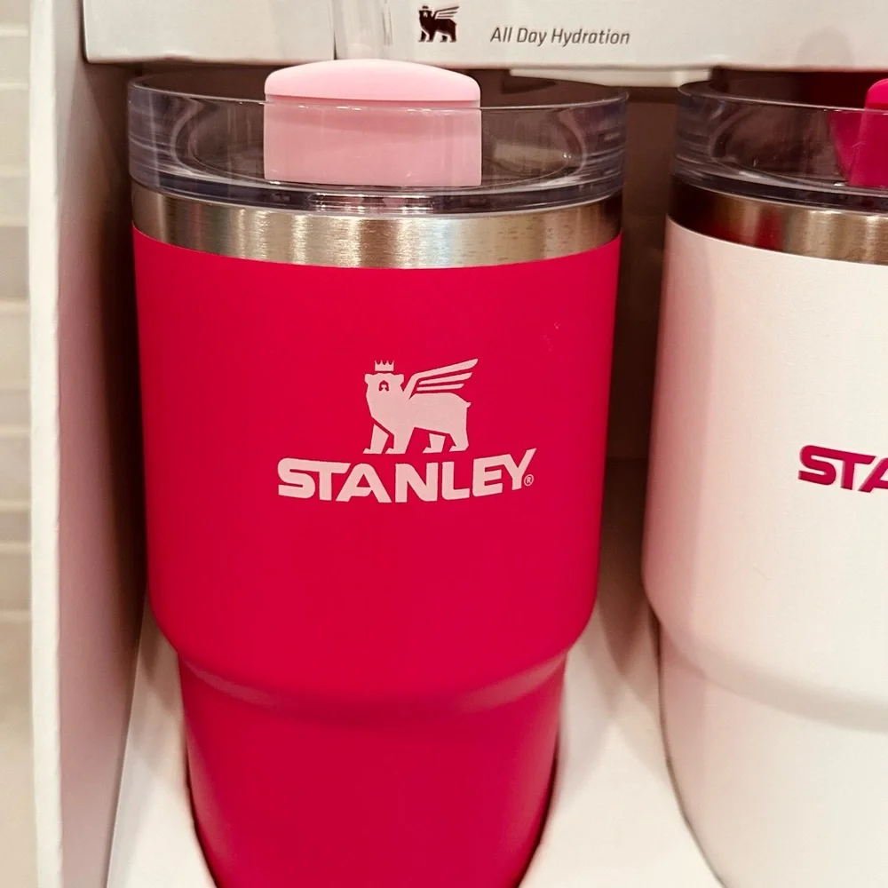 RARE NEW STANLEY 2 Pack 20 oz H2.0 Tumbler Quencher PINK AND WHITE NEW IN BOX - Picture 3 of 8